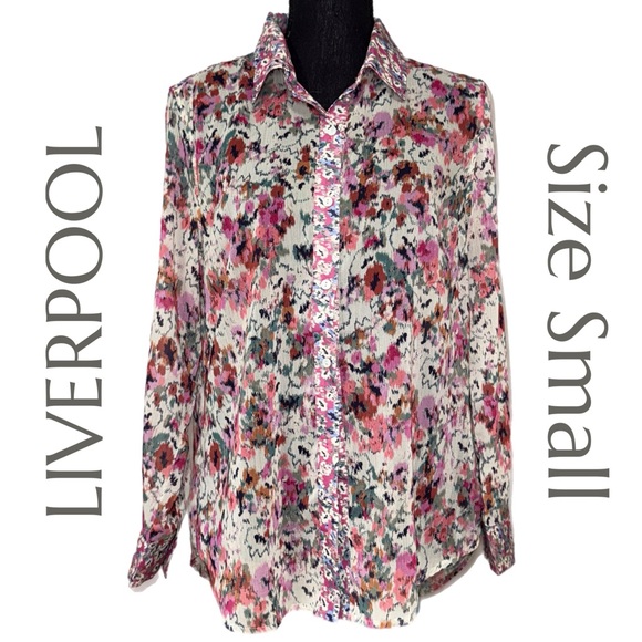 Liverpool - Floral Button-Up Blouse – Size Small - Picture 1 of 8